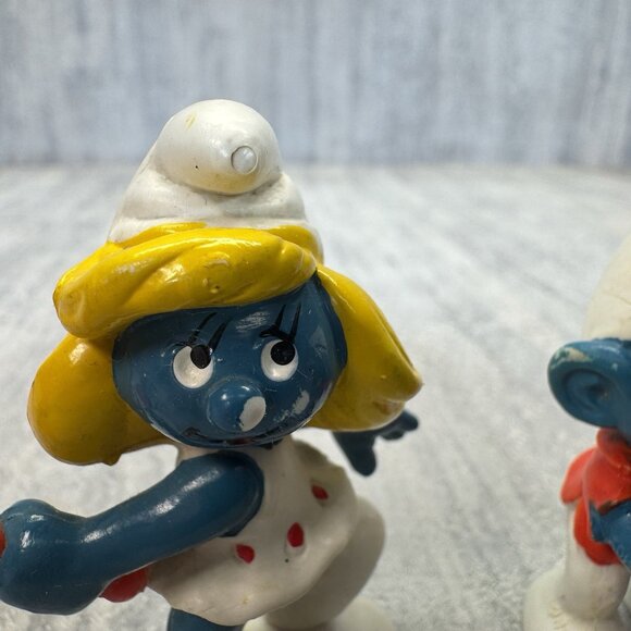 Schleich Smurf Lot of 6 Smurf Figures Vintage Peyo USED 70 80s Teacher Smurfette - Picture 4 of 16